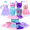 Jeowoqao Mermaid Princess Dress Up Costume, Girls Dress Up Pretend Play Clothes Gift 13Pcs Princess Costume For Little Girls Age 3 4 5 6 Years