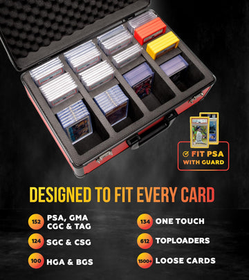 Panopply SLAB protective covering 4 Row Graded Card Storage Box PSA Card Slab Case For Graded cards Holds 160+ Slabs Graded Card Case for PSA Slab Box Graded Card Storage Sports Baseball Card Collector Gifts (RED)