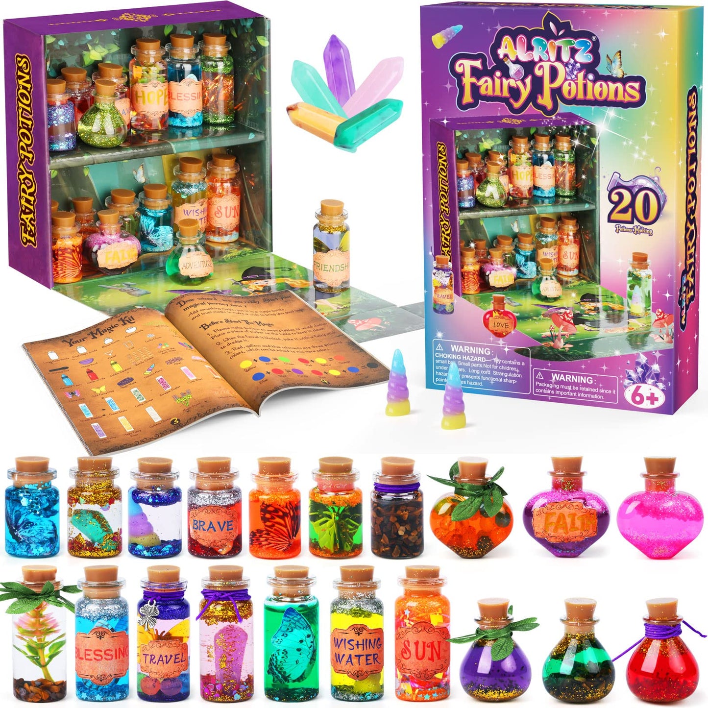 Alritz Fairy Potions Kit, Magic Mix Kit 20 Bottles, Christmas Gifts Decorations Ornaments Garden Crafts Birthday Gifts Toys For Girls And Boys 6 7 8 9 10 11 12+Years Old Families Party Indoor Outdoor