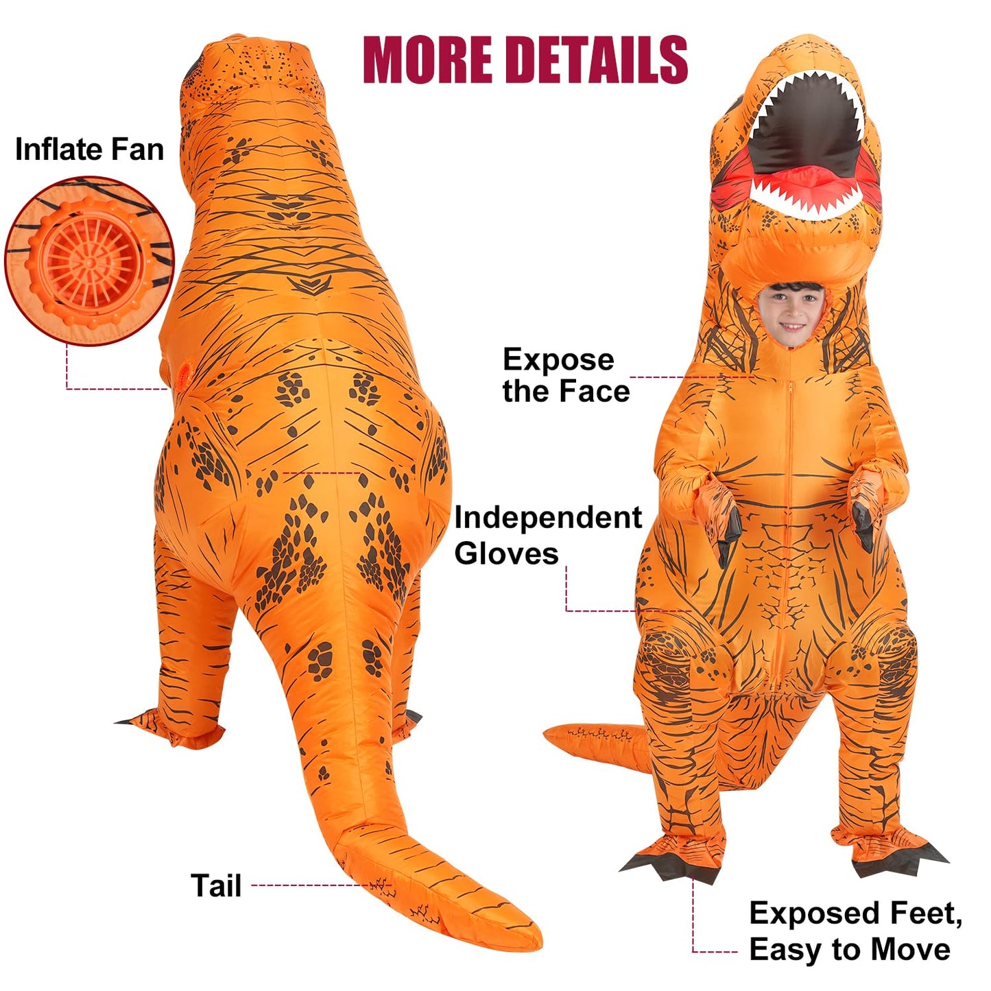 Viwzon Inflatable Dinosaur Costume For Kids, Kids Inflatable Dinosaur Costume, Inflatable Halloween Costume, Blow Up Costume, T-