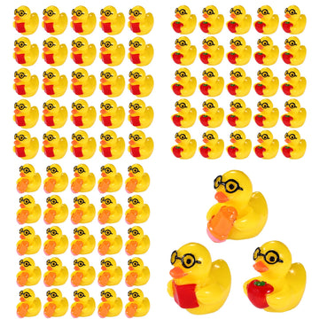 75pcs Back to School Mini Resin Ducks  3 Style Tiny Small Resin Themed Duck Back to School Miniature for DIY Dollhouse Garden Bonsai Micro Landscape