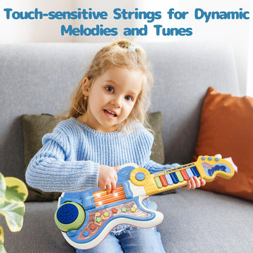 Toddlers Guitar, 4 In 1 Kids Guitar And Toddler Piano Guitar For Toddlers 2-4 With Lullaby Projector Toy Guitar For Kids Musical Instruments Toys Toddler Guitar For A 3 4 5 Year Old Boys Girls Gifts