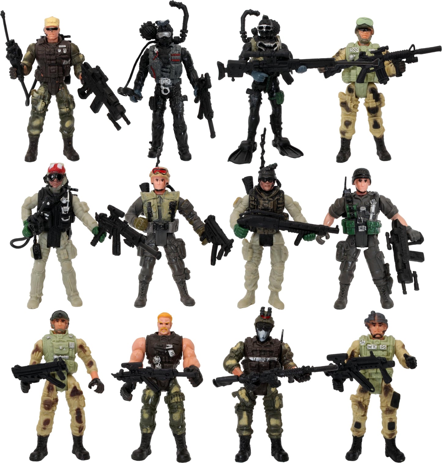 PowerTRC US Army Men SWAT Team Soilders Military Toys Action Figures with  Gear Accessories  Army Toys Play set for Kids Boys (12 Pcs  4 in)