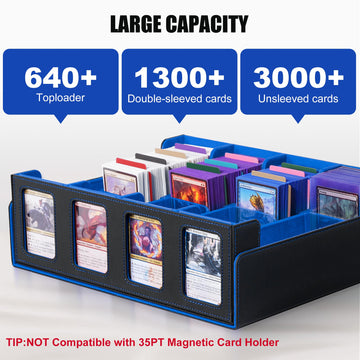 Kabinka Trading Card Storage Box With Commander Display, 4-Row Deck Case With Removable Lid; 2400+ Card Deck Box For Mtg Tcg Spo