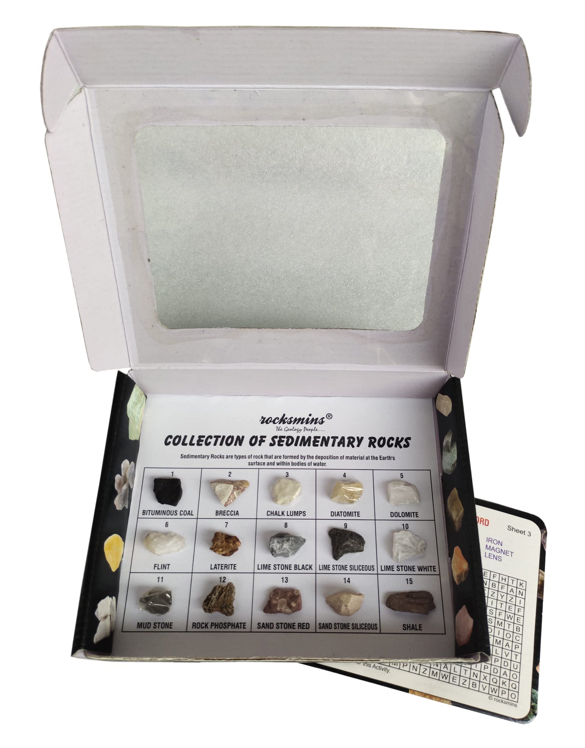 Rocksmins Sr15Wm Collection Set Of 15 Sedimentary Rocks For School Education Rocks Samples Activity Geology Rock Memory Great Ed
