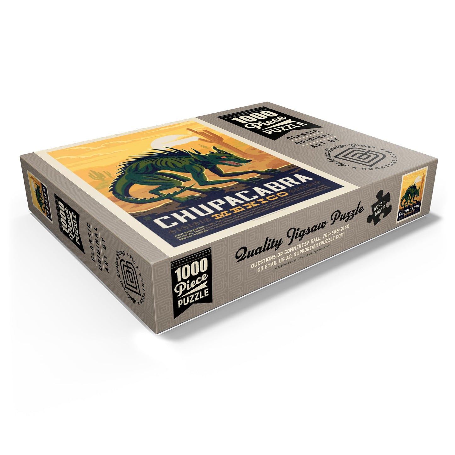 MyPuzzle.com 1000 Piece Jigsaw Puzzle - Mythical Creatures Chupacabra, Colorful Cardboard Vintage Poster for Adults