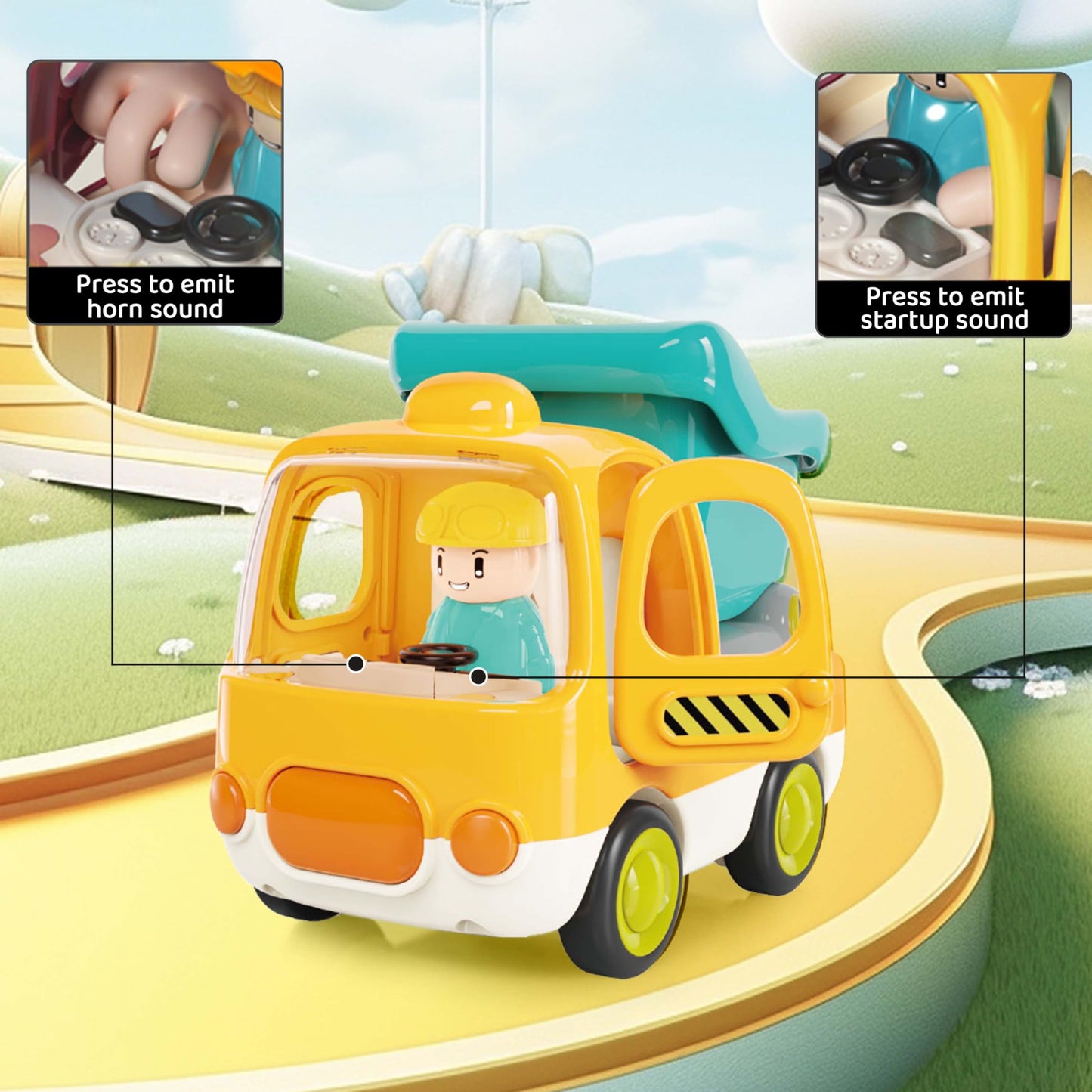 Ctffnny Friction Powered Push And Go Inertia Cars Small Dump Truck With Music Sound And Light Construction Vehicles Toy Trucks 1