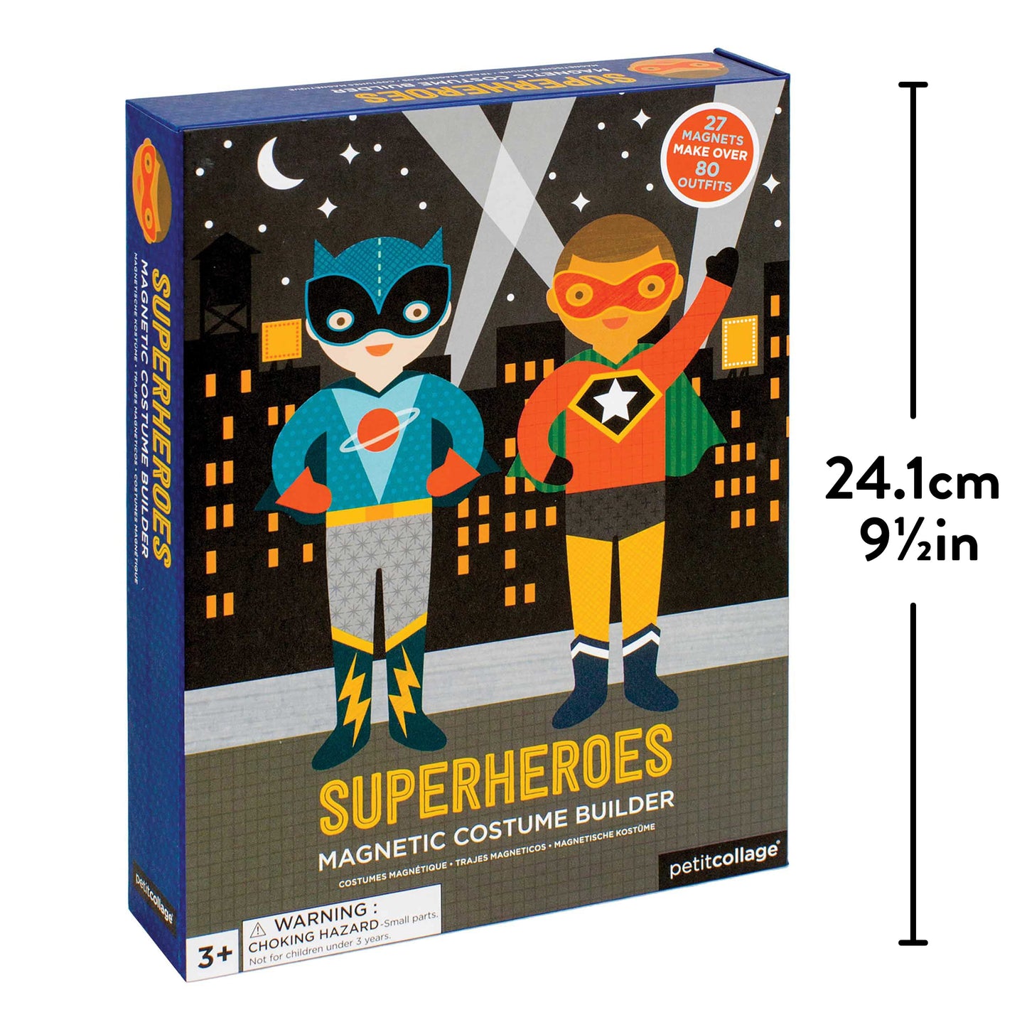 Petit Collage Magnetic Dress Up Superheroes – Magnetic Game Board With Mix And Match Magnetic Pieces, Ideal For Ages 3+ – Includes 2 Scenes And 27 Creative Magnetic Pieces