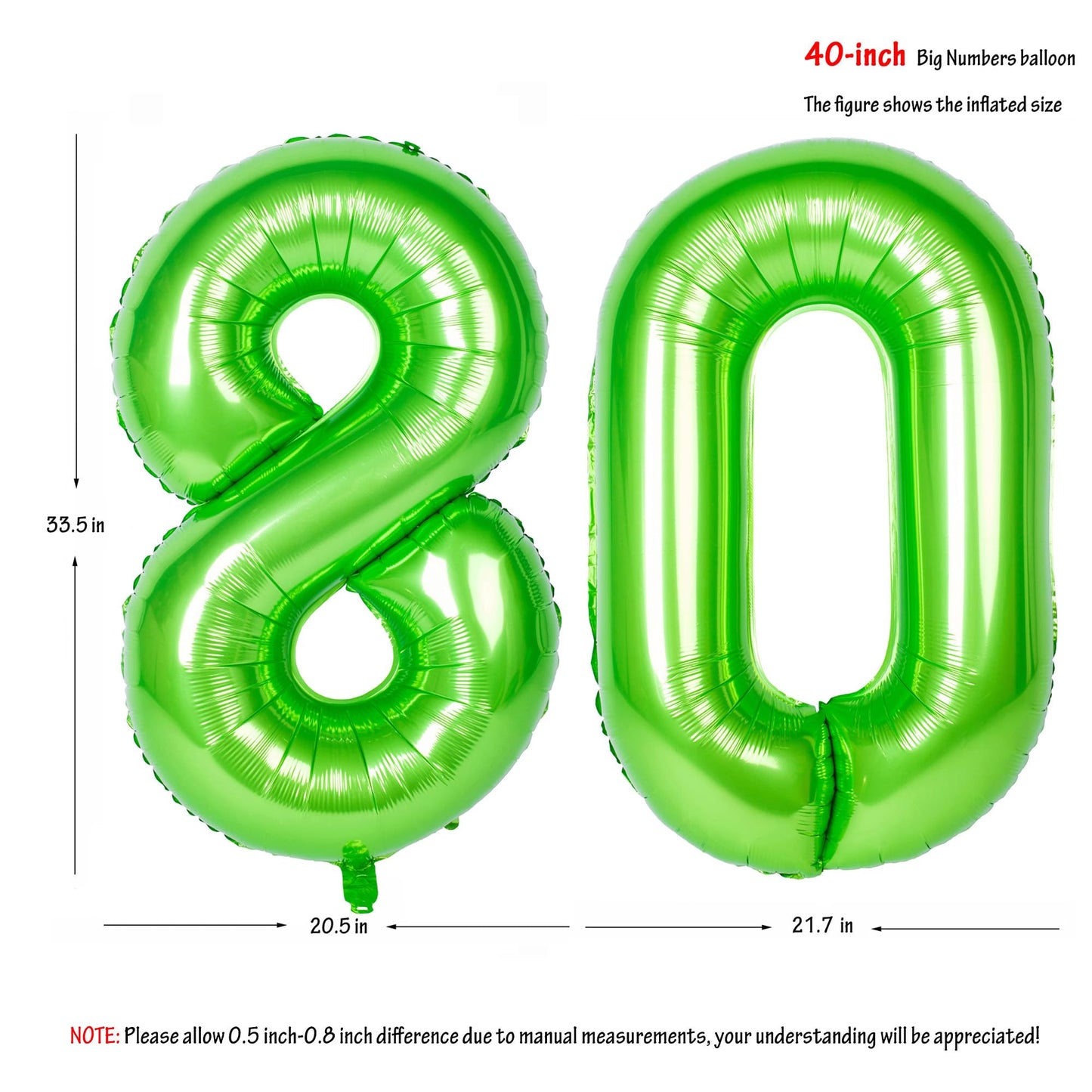 Number Balloons 40 Inch Green Birthday Party Decorations 80St Digital Jumbo Helium Foil Mylar Balloon