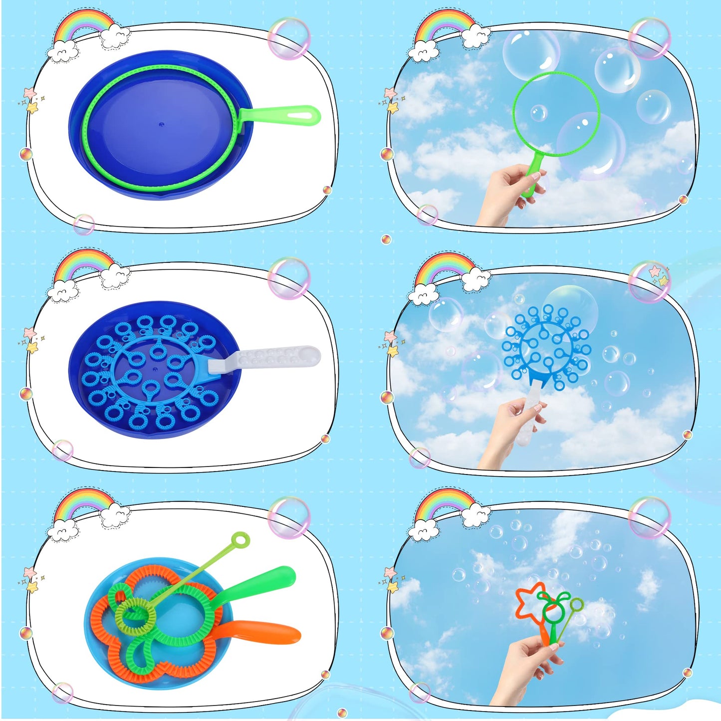 Oun Nana Bubble Wands Set, 28 Pcs Large Bubble Wands With Tray For Kids, Giant Bubble Wands Bubble Makers Bulk For Kids Summer Outdoor Bubble Party Favors