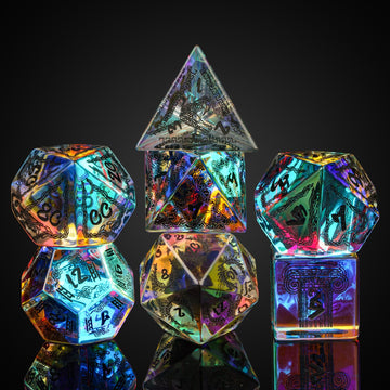 Udixi Prism Glass Dice Set 7Pcs Rainbow Glass Dnd Dice With Gift Box For Dungeons And Dragons D&D Table Games (Medusa)