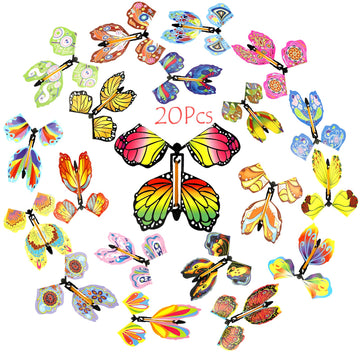 Outee 10 Packs Flying Butterfly Card Surprise Wind Up Butterfly In The Book Rubber Band Powered Gift Butterfly Fairy Flying Toy 