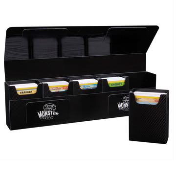 Monster Protectors Magnetic Five Deck Box - Black, Holds 375 Gaming Tcgs, Self-Locking Closure, Compatible W Standard & Smaller Size Gaming Trading Cards, Removable Construction