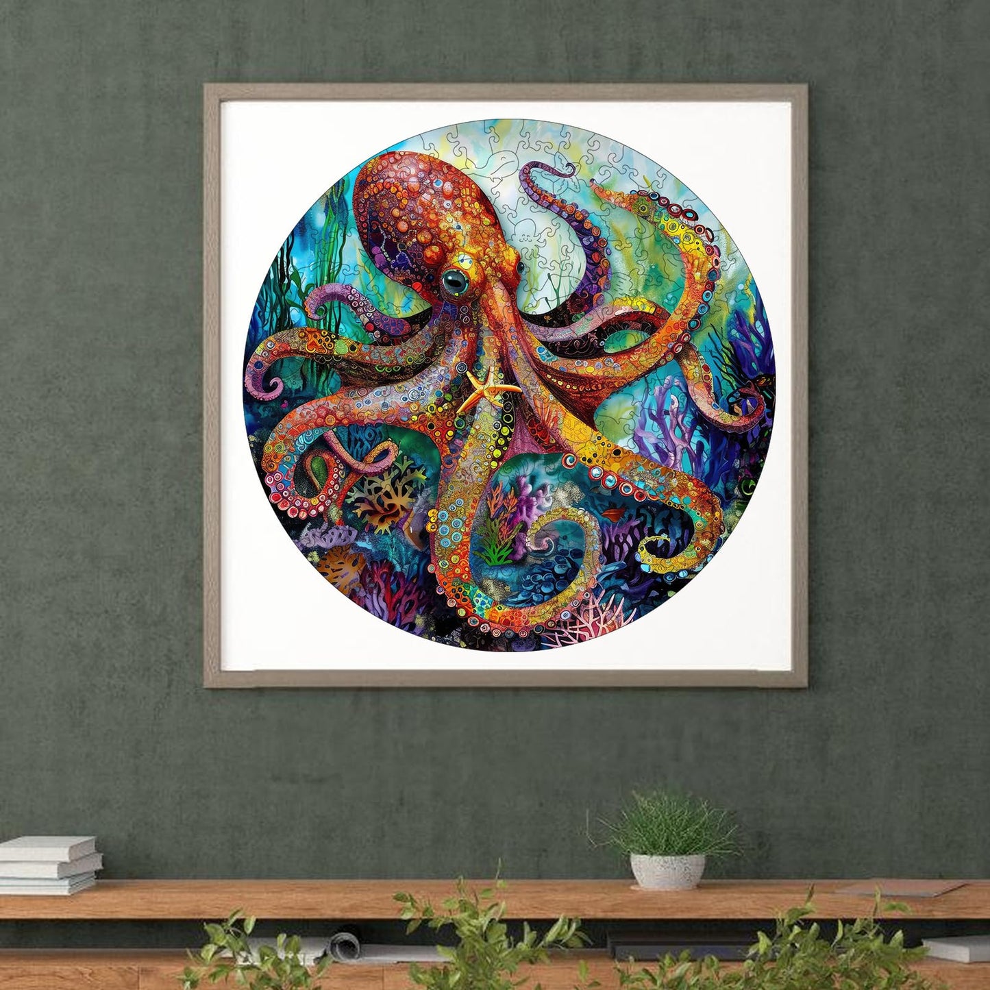 Wooden Puzzle for mature-themeds 500pcs  Octopus Wooden Jigsaw Puzzles  Unique Shape Animal mature-themed Puzzles  Irregular Wood Puzzles Best Gift for mature-themeds and Kids Family Game(15.6 * 15.6 in)