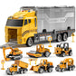 TEMI Construction Truck Toy Set with Play Mat, Carrier Truck Toys for Kids Toddlers, Die-Cast Metal Toy Car Set, Truck Car Kids
