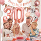 30Th Birthday Decorations Retro Pink Rose Gold,30Th Birthday Balloons,Happy 30Th Birthday Banner With Cake Toppers Rose Gold Num