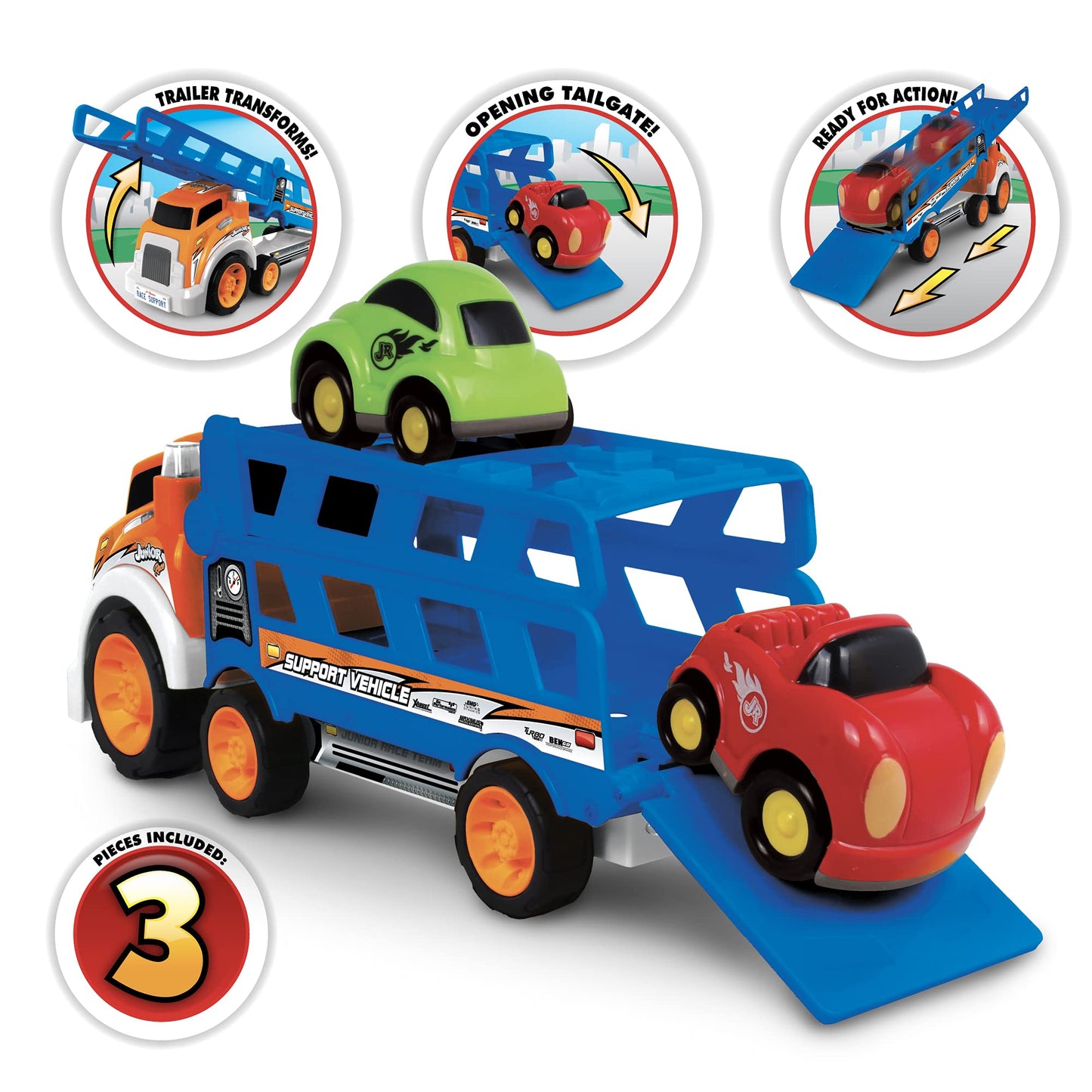 Nkok Junior Racers Free Wheel 2-In-1 Slide Transporter W/ 2 Vehicles