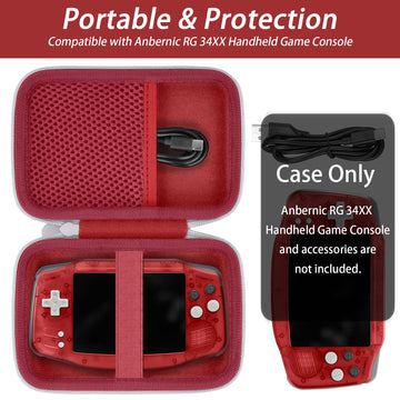 Khanka Hard Travel Case Replacement For Anbernic Rg34Xx Handheld Game Console,Case Only. (Red)