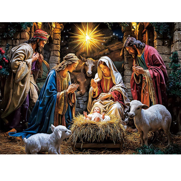 500 Piece Puzzle for Adults,Holiday Christ is Born Puzzles for Adults Kids Elderly,Recycled Cardboard Nativity Puzzles 500 Piece