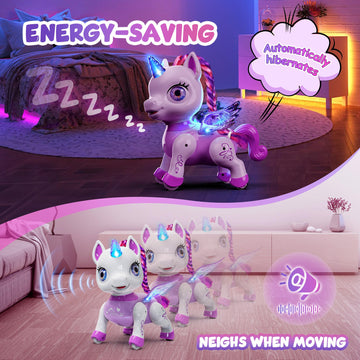 Beefunni Unicorn Robot Toys For Girls, Birthday Gifts For Kids And Toddlers 3 4 5 6 7 8 Years Old, With Led Horn,Led Wings,Remot