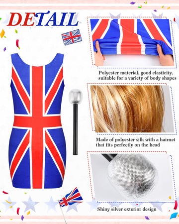 Taiyin 3 Pcs Ginger Wig Spice Dress Women Costume Rockroll Star Costume Including Wig Dress Microphone For Halloween Party (Xl)