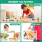 WOOOMAM Kids Tool Set, 90 PCS Wooden Toddler Tool Set with Box and Flash Cards, Tool Kit for Kids Age 3-5 Years, Toddler Boy Toy