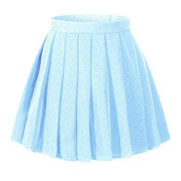 Womens High Waist Flat Animal Maid Outfit Pleated Clothing(L,Sky Blue)