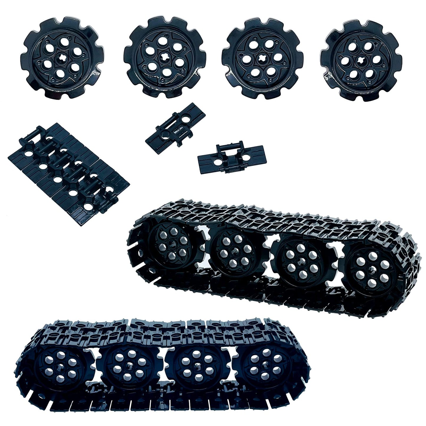 Miutrue 108Pcs Technical Parts Tank Track Wheels Treads Chain Links Motorcycle Car Accessories Building Blocks Toys For 6-12 Yea