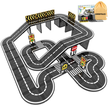 Goodtiles Magnetic Tiles Road Expansion Set, Stem Magnetic Building Blocks For Kids Ages 3-5 4-8 5-7, Preschool Learning Sensory