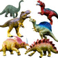 OuMuaMua Dinosaur Toys Set - 6 Plastic Figures (T-Rex, Stegosaurus) - 7 Inch Size - Mixed Colors - Ideal for Kids Educational Play