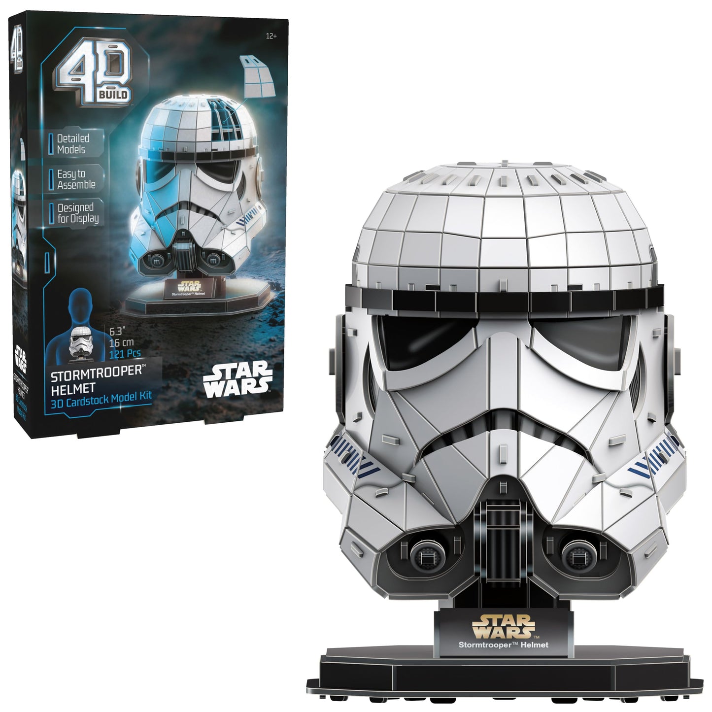 4D Build  Star Wars Stormtrooper Helmet 3D Model Kit with Stand  Star Wars Collectibles & Desk D?cor  mature-themed Puzzles  Building Toys  3D Puzzles for mature-themeds & Teens  121 Pieces  for Ages 12 & Up