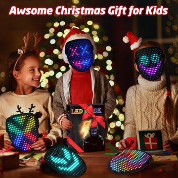 ORWINE LED Mask, Light Up Mask with Gesture Sensing, Unisex LED Lighted Face Transforming Mask for Festival Dj Cosplay Halloween