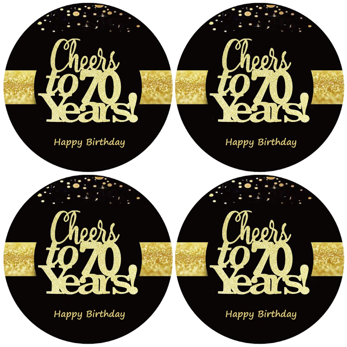Sumerk 48 Pcs Cheers To 70 Stickers Large Bottle Stickers 70Th Birthday Stickers Card Seals 2 Inches Round Happy Birthday Party