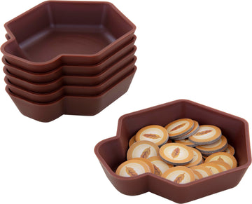 Feldherr Shell Expansion Pack - 6 Single-Colored Token Trays For Board Game Accessories, Tokens, Meeples And Other Small Items, Color:Brown