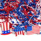 72PCS 4th of July Accessories Necklaces: Blue White and Red Beads Bulk, Patriotic Party Independence Memorial Day Favors Toys De