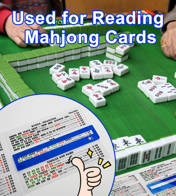 QANIUOS Mahjong Line Finder, Mahjong Rules Reader, Acrylic Card Rules Helper for Mahjong Players Accessories and Gifts (Blue*4)