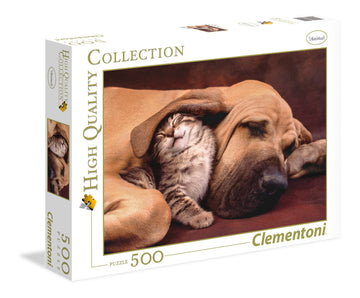 Clementoni Cuddles Cute Cat & Dog 500 Piece Jigsaw Puzzle For Adults