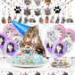 Juhap 96Pcs Cat Birthday Party Supplies, Kitten Birthday Decorations Includes Plates, Napkins, Table Covers, Cake Toppers, Ballo