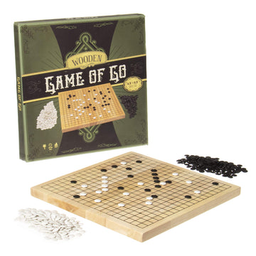 Go Set With Natural Wood Board | Portable 29 X 29Cm (11.4' X 11.4') Set | Complete Set Of 361 Stones | 19X19 Grid Layout, Portable Size For Travel | 2-Player - Classic Chinese Strategy Board Game