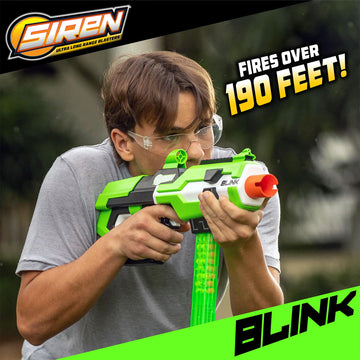 Siren Blasters Blink Motorized Rapid-Fire Ultra Long Range Foam Dart Blaster, Single Shot, Burst Or Fully Auto Flywheel Launcher