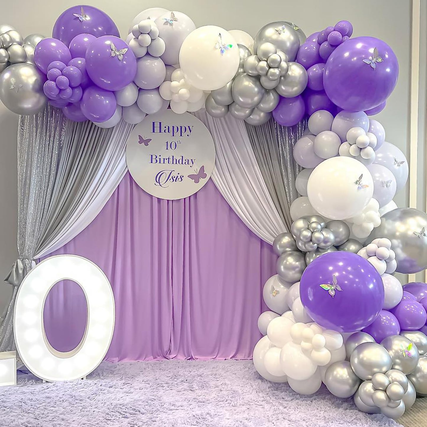 Purple And Silver Balloons, Purple White And Silver Balloons, Silver Confetti Balloons Purple White Latex Balloons For Birthday