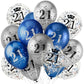 UniBirthLon 18Pcs 21st Birthday Balloons Set, Navy Blue & Silver, Rubber Latex, Confetti Decorations for Men & Women Party Decor