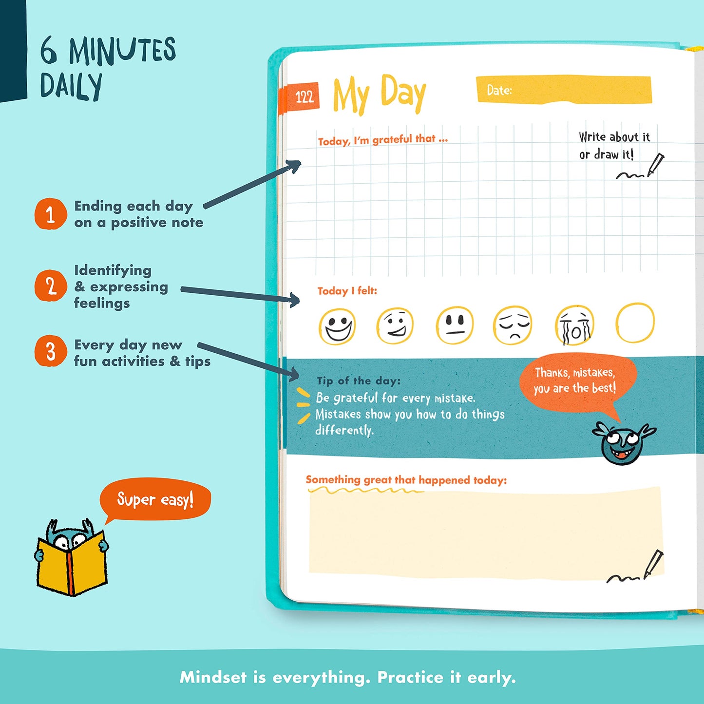 The 6-Minute Diary For Kids | Kids Journal To Promote A Positive Mindset: More Confidence, Mindfulness & Happiness | Gift For Gi