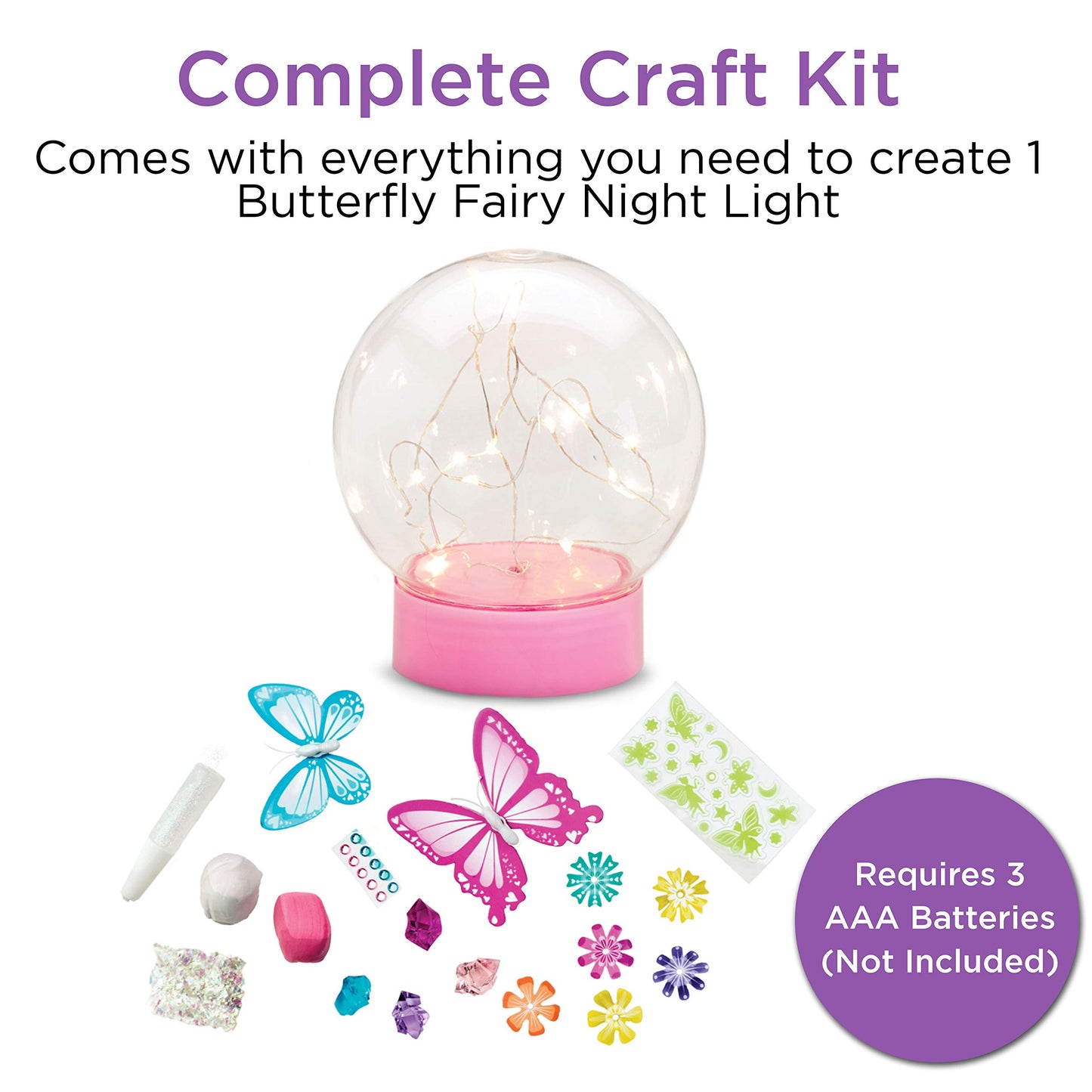 Creativity for Kids Butterfly Fairy Lights Craft Kit - Plastic Night Light for Kids, Ages 7+, Pack of 1, Model 6212000