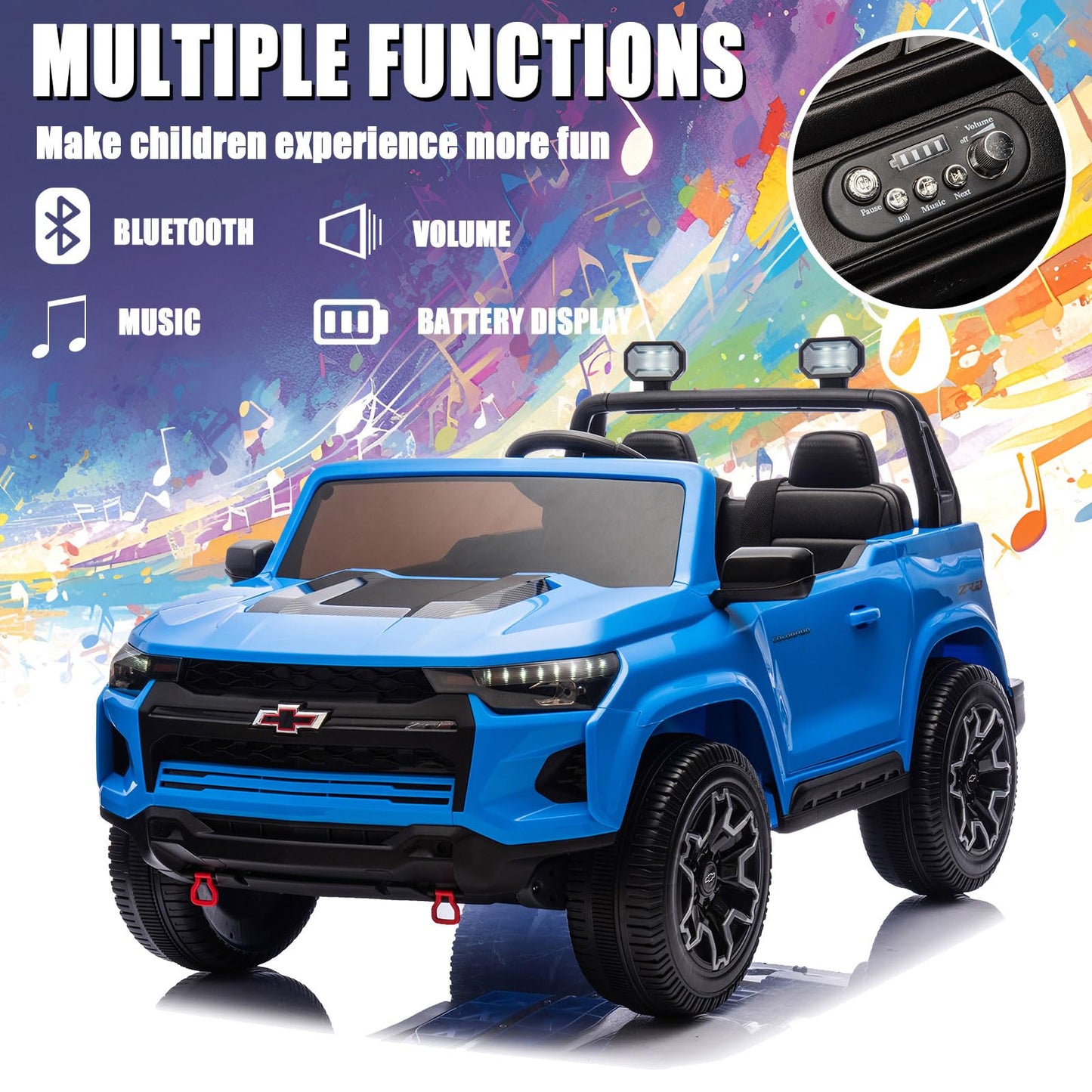 Nitoess 2 Seater 24V Chevrolet Hd Pickup Truck Ride On Car With Parent Remote Kids Eva Tires Ride On Car Electric Power Vehicles