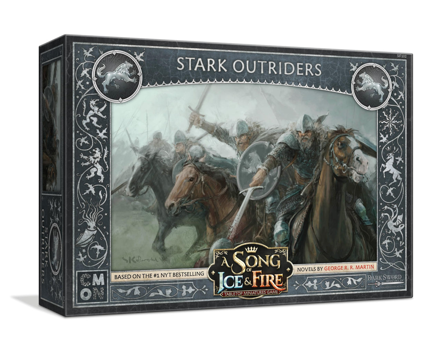 CMON A Song of Ice and Fire Tabletop Miniatures Game Stark Outriders Unit Box - Swift and Lethal Riders of House Stark! Strategy Game for mature-themeds  Ages 14+  2+ Players  45-60 Minute Playtime  Made
