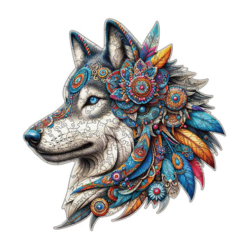 Amphol Wooden Jigsaw Puzzles For Adults, Wolf Medium 11''X10.3'' Wooden Puzzles With Unique Shape, 200 Pieces Wooden Puzzles Wit