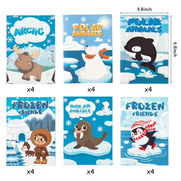 Dvbonike 24Pcs Polar Animals Coloring Books Winter Theme Diy Art Booklet Drawing Pattern Including Arctic Bear Penguin Birthday