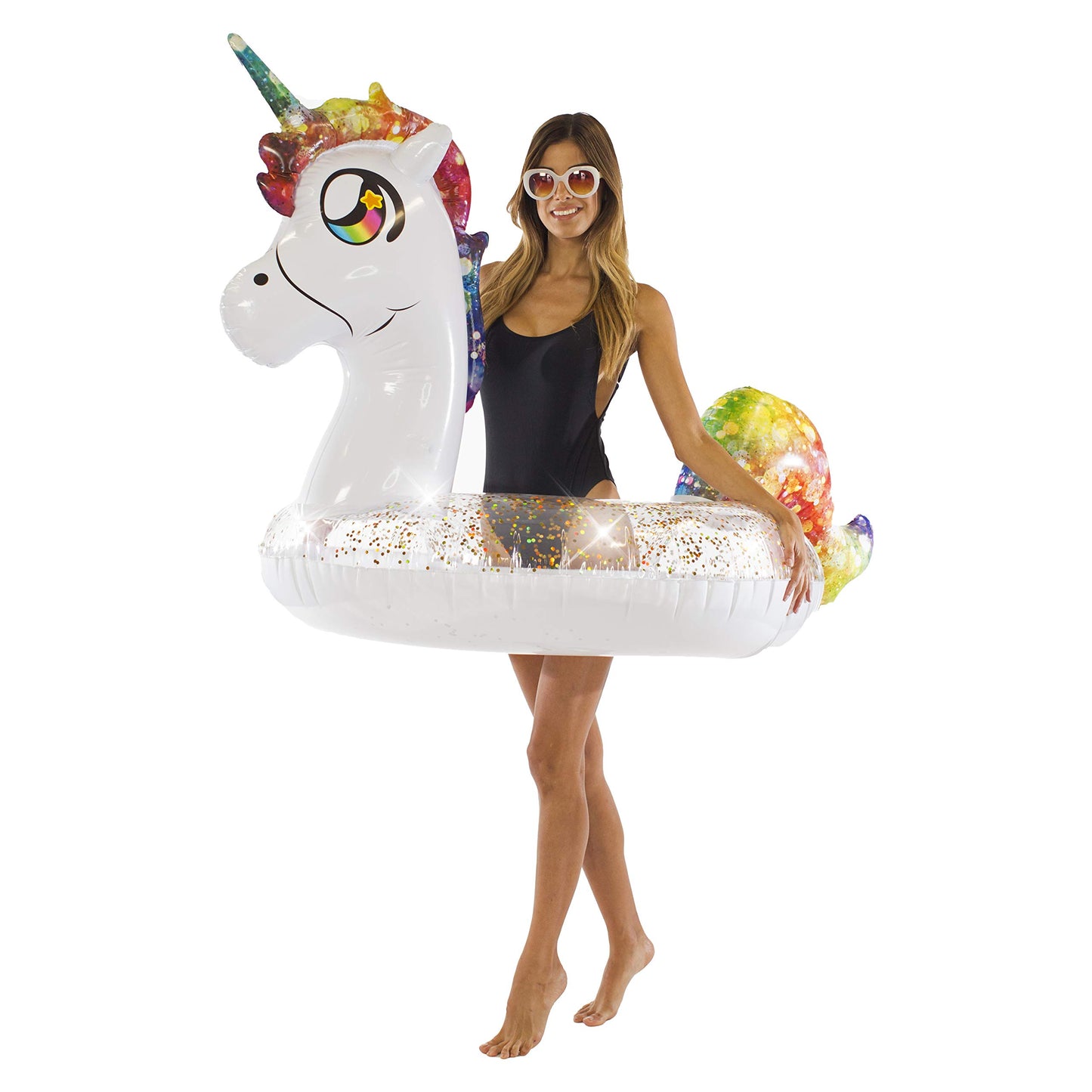 Poolcandy Jumbo 48'' Unicorn Pool Tube, Stylish, Ultra Durable, Easy-Inflate Pvc Pool Tube, Great For Pool, Beach, Lake, River,