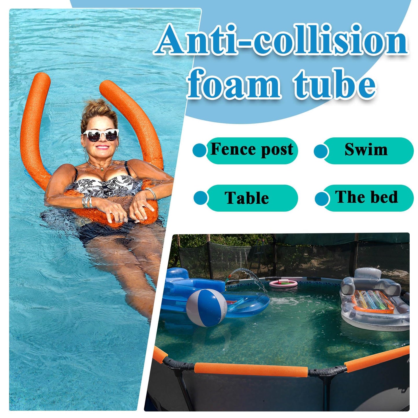 Hanaive 4 Pcs 40 Inch X 4. 1 Inch Jumbo Pool Noodles Bulk Large Swimming Swim Noodles For Floating Craft Projects Pre Slit Clamp
